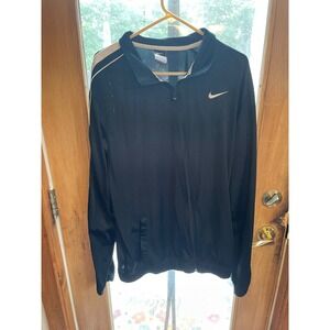Nike Track Jacket Full Zip Athletic‎ Warm Up Black White Stripe LT
